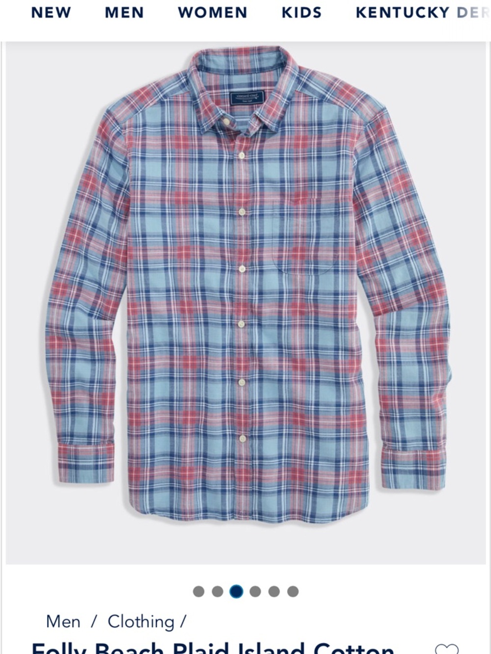 Vineyard Vines Red and Blue Plaid Cotton Button-Down Shirt